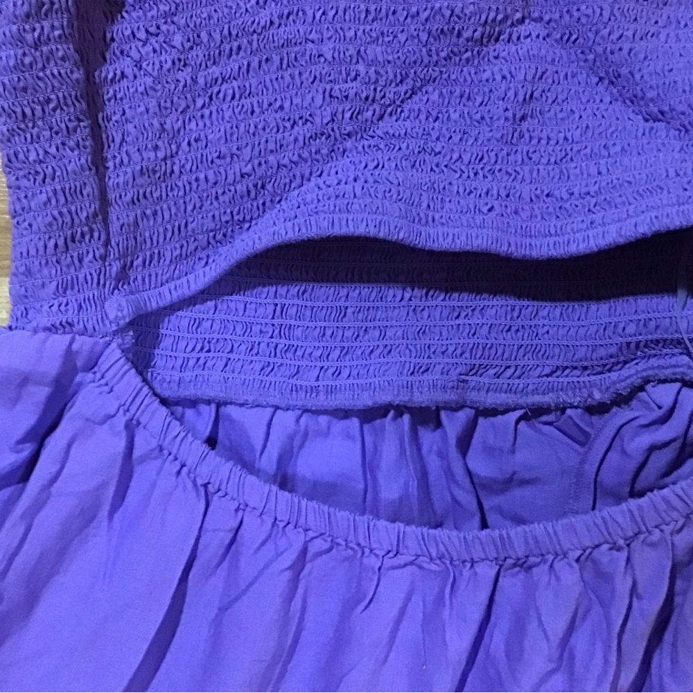 NWOT Women’s Cut Out Purple Tiered Peasant Dress - Picture 11 of 14